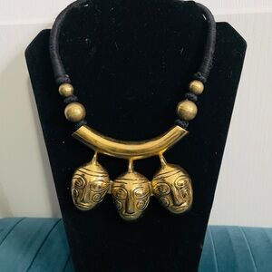 Gold Tribal Pendant Necklace